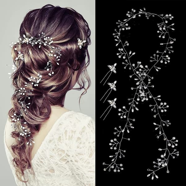 Bröllopshårvinranka Hårband (1st), Rhinestone Pärlhårvinranka Fläta