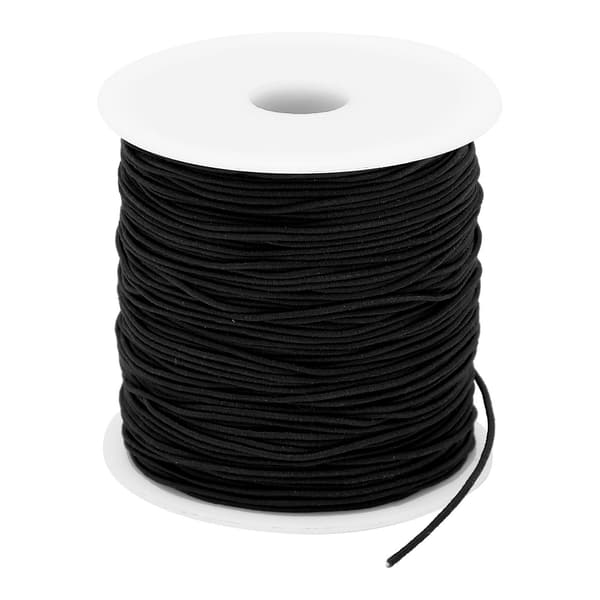 Elastisk tråd 1 mm x 100 m, svart elastisk snor for smykkefremstilling (perler, armbånd, etc.).