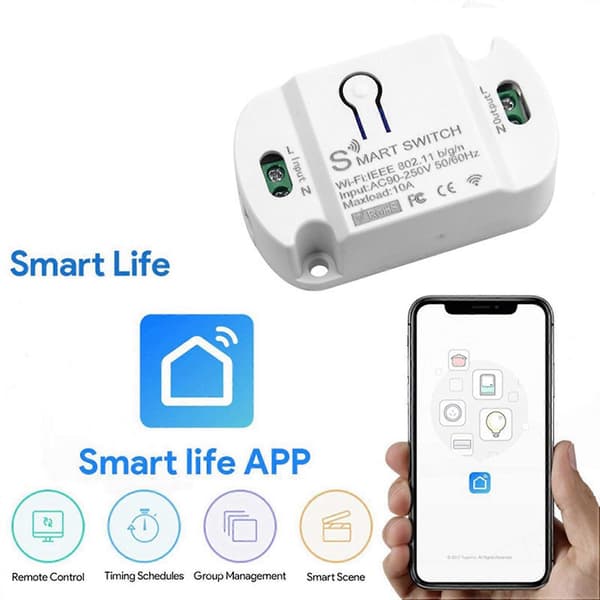 2X Tuya Wifi Smart Switch 10A Trådløs Timer Smart Home LED Lys Smart Life APP Stemmestyring Automationsmodul White