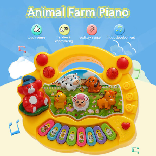 Coolplay baby barn toddler musikalisk pedagogisk djurgård Piano elektronisk klaviatur musikutveckling barnleksak