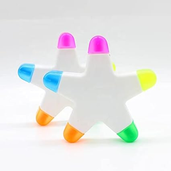 Forpackning med 2-stjernet overstrykningspennor Markör Penna Mejselspets Nyhet Plast Star Form Highlighter pennor for skolan kontorspapir Hemläxor