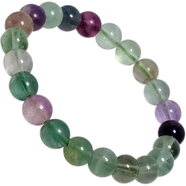 Gift Idea – Natural Gemstone Bracelet Fluorite Diameter 8 mm Elastic (Elastic Band)