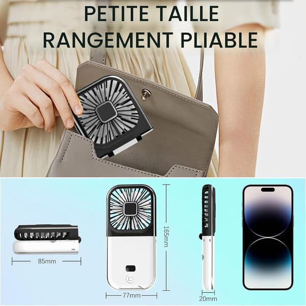 Mini bærbar ventilator, 4 USB-controllere, sort
