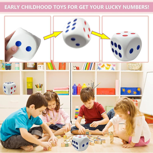 Stor tärningsstressboll, 3,1 tum skumtärning Squishies leksaker för brädspel för barn, för att få dina turnummer Game Dice