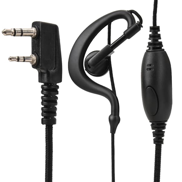 K-hoved Radio Transceiver Headset Øretelefon (med PTT-knap, Sort)