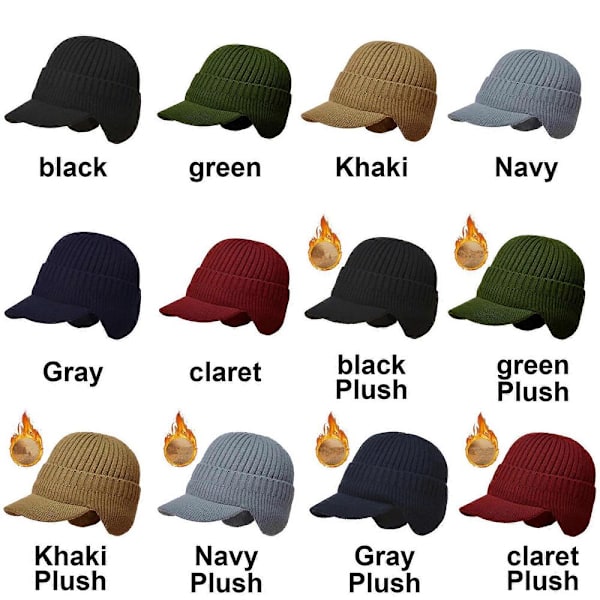 Elastiskt Varmt Öronskydd Stickad Mössa Vinter Utomhus Öronskydd Stickad Mössa Gray
