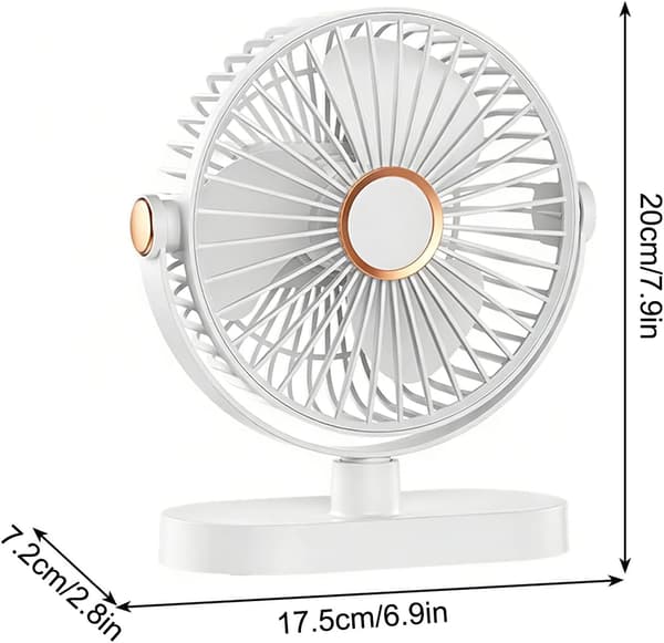 Bærbar bordventilator, USB-ventilator, 4000 mAh genopladeligt batteri