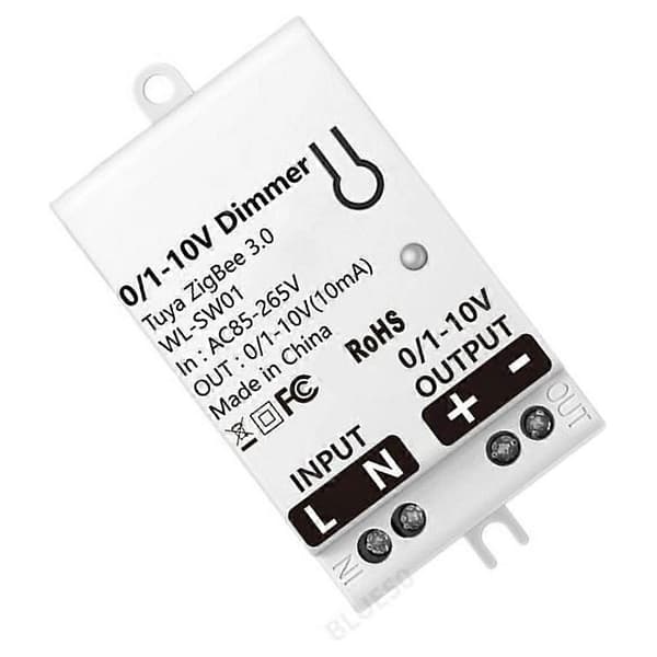 Tuya Smart 0-10V Dæmpningscontroller, Tuya Zigbee 3.0 Dæmpningscontroller, Smart Home DIY Afbryderrelæ White