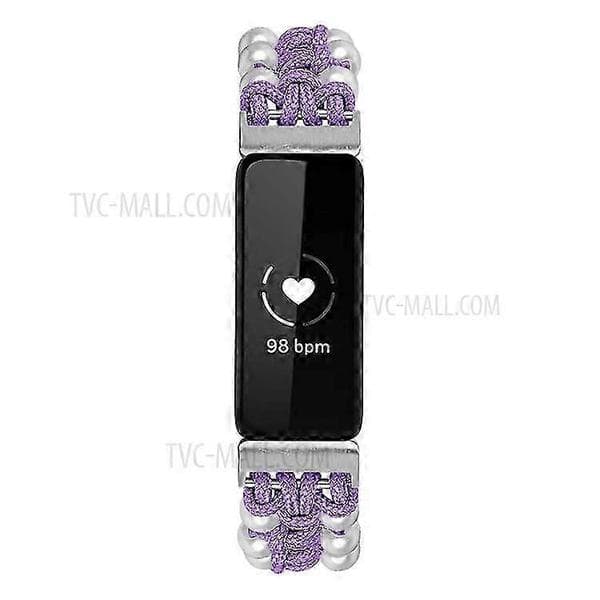 Justerbart flätat nylonband kompatibelt med Fitbit Inspire 2 armband Purple
