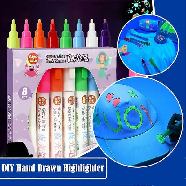Självlysande markörpenna DIY Graffiti Fluorescerande Ljuspenna yellow/1pc