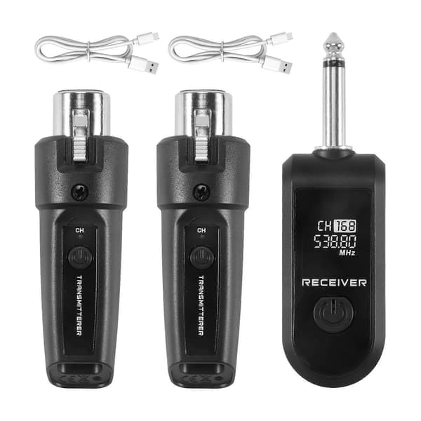 4X UHF XLR-adapter System Trådløs Mikrofon Sender Mottaker for Dynamisk Mikrofon Gitar Lydmikser PA-system Black