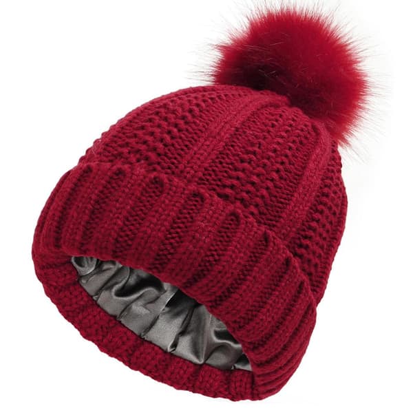 Dam Vinter Stickad Mössa Mjuk Andningsbar Elastisk Stickad Mössa för Shopping Dejting 4 Wine Red