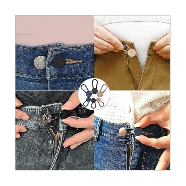 Knappförlängare för jeans, byxknäpps midjeförlängare, flexibel justerbar elastisk midja