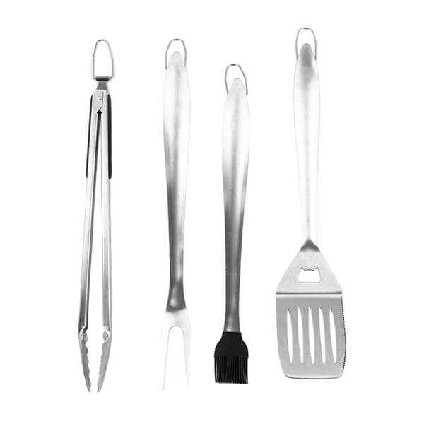 Grillsæt i rustfrit stål, robust, tykt, rustfrit, med ophængskrog, ideelt til bærbare griller og campingfester.