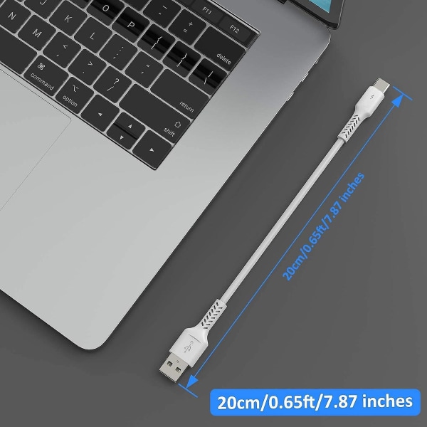 Kort USB C-kabel [20cm/0,2m, 5-pakning], Adilift USB Type C hurtigladdare 3a Usb-a til Usb-c-kabel for Samsung Galaxy S10 S9 S8, Huawei P20