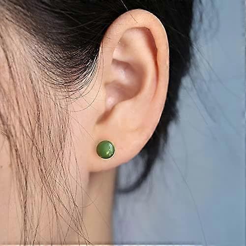 GLLBTPT Jade Øreringe Studs 925 Sterling Sølv Øreringe Studs til Følsomme Ører Grøn Jade Stud Øreringe til Kvinder og Mænd Tilbage til Skole August Fødsel Leaves