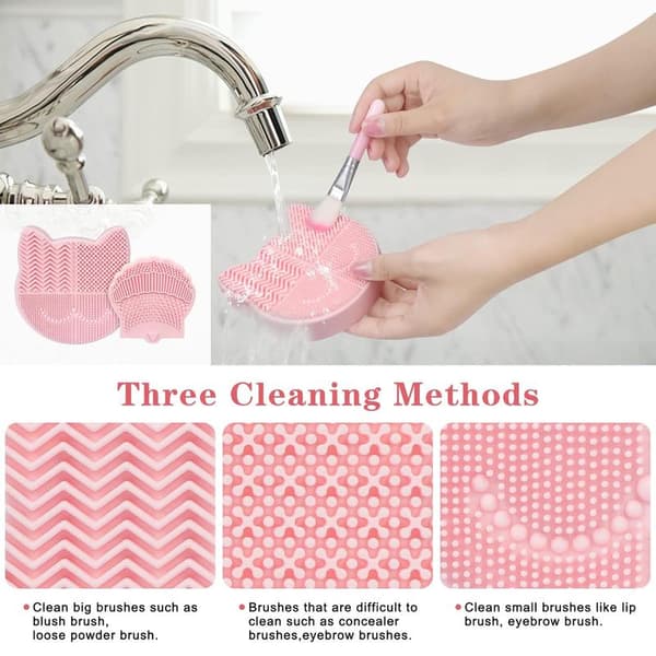 2-in-1 Makeup Brush Cleaning Mat with Detachable Brush Organizer