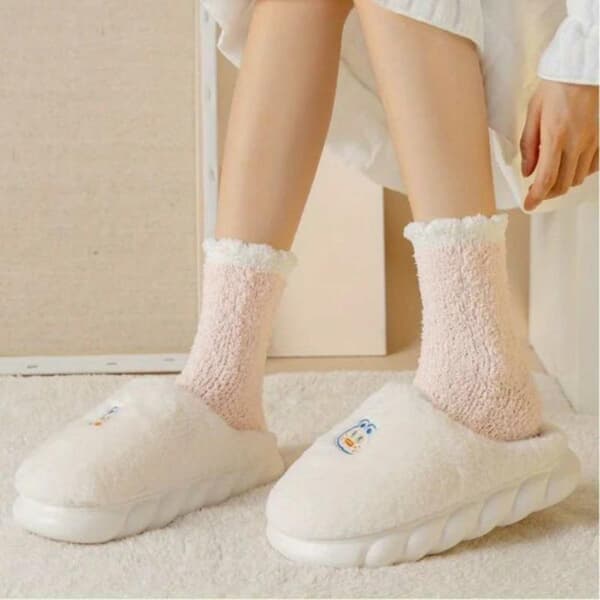 Fuzzy Rag Socks - Plysch Varm Fleece Blå blå blue