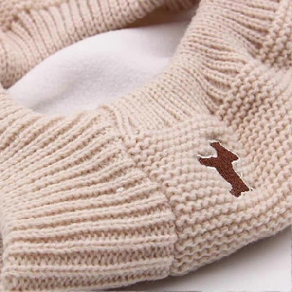 Strikket Lue Vinter Hundehodeplagg Hund Varm Vest Hund Vintertilbehør Hund Vinterlue Beige