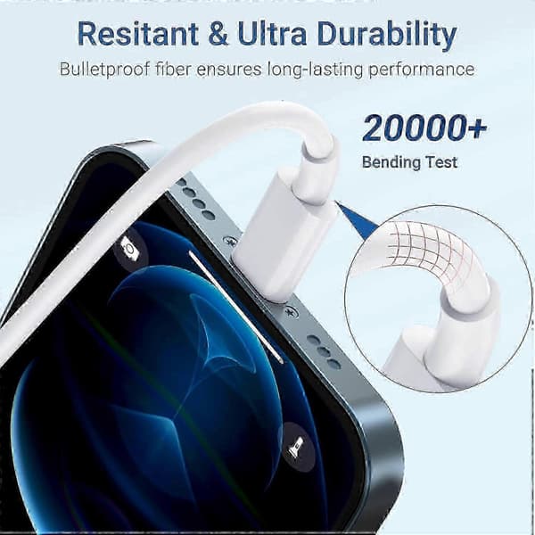 iPhone hurtigladerkabel 3-pakning 2M USB C til Lightning-kabel [MFi-sertifisert] Ny iPhone-kabel kompatibel med iPhone14 13 12 11 Pro Max X XS XR, iPad P